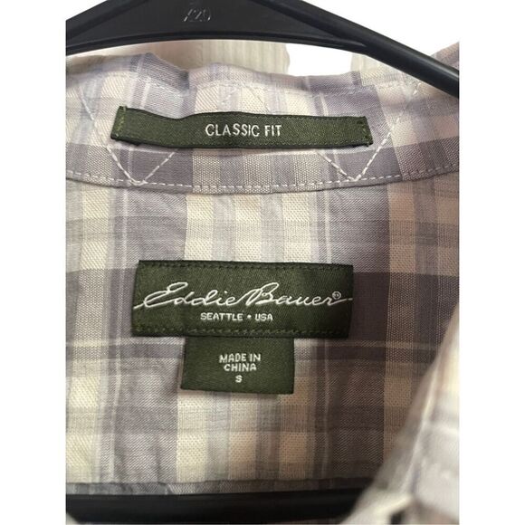 Eddie Bauer Men's Pockets Button-Up Long Sleeve Cotton Hi-Lo Plaid Shirt Size S - Picture 3 of 9